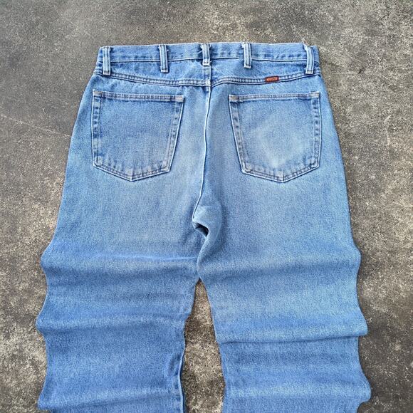 Wrangler Rustler Jeans Mens 34x32 Blue Western Dark Cowboy Farmer Light Denim - Picture 4 of 7